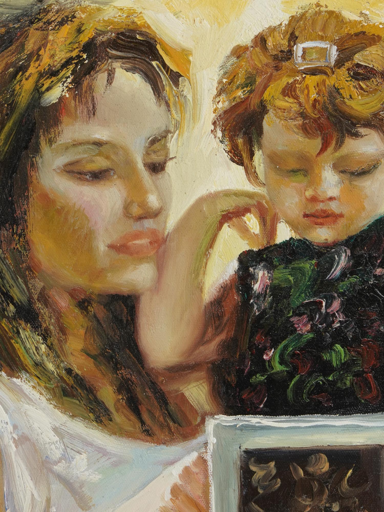 OIL PAINTING MOTHER AND CHILD SIGNED A CLAUDIA PIC-2